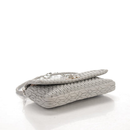 Miu Miu Matelasse Nappa Swarovski Crystal Shoulder Bag Grey 4 of 7