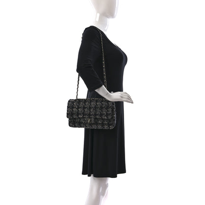 Chanel Tweed Medium Double Flap Black Grey 2 of 9