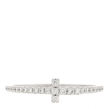 Tiffany 18K White Gold Diamond T Wire Pave Ring 54 6.75 1 of 5