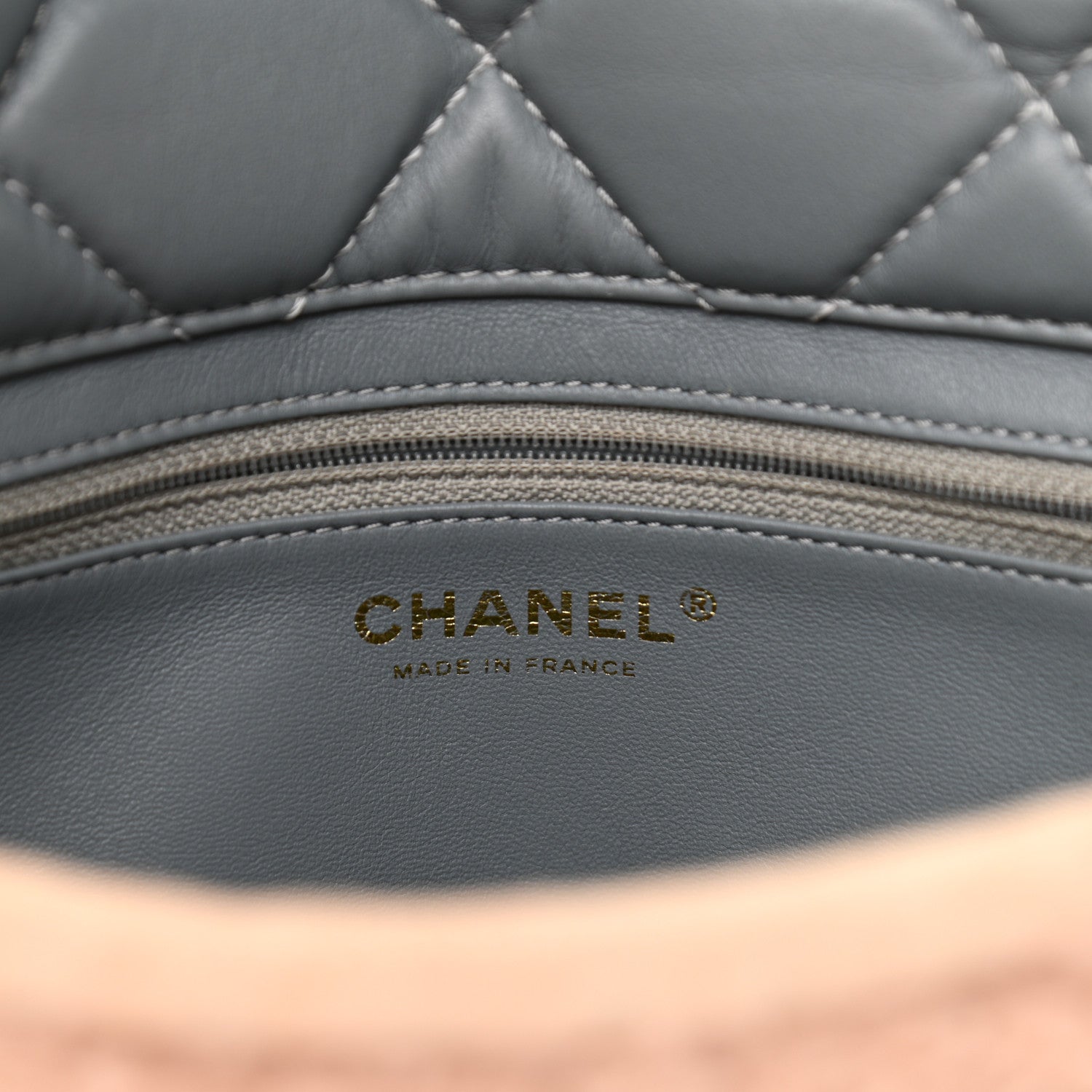 Chanel Shearling Sheepskin Single Flap Gray Pink Beige 6 of 11
