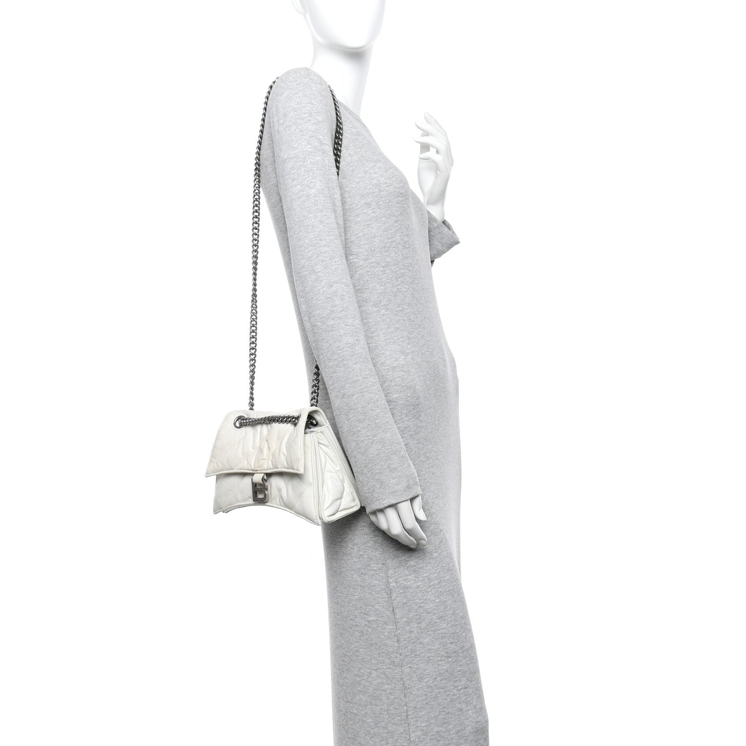 Balenciaga Crushed Calfskin Quilted Small Crush Chain Bag Optic White 2 of 9
