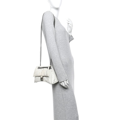 Balenciaga Crushed Calfskin Quilted Small Crush Chain Bag Optic White 2 of 9