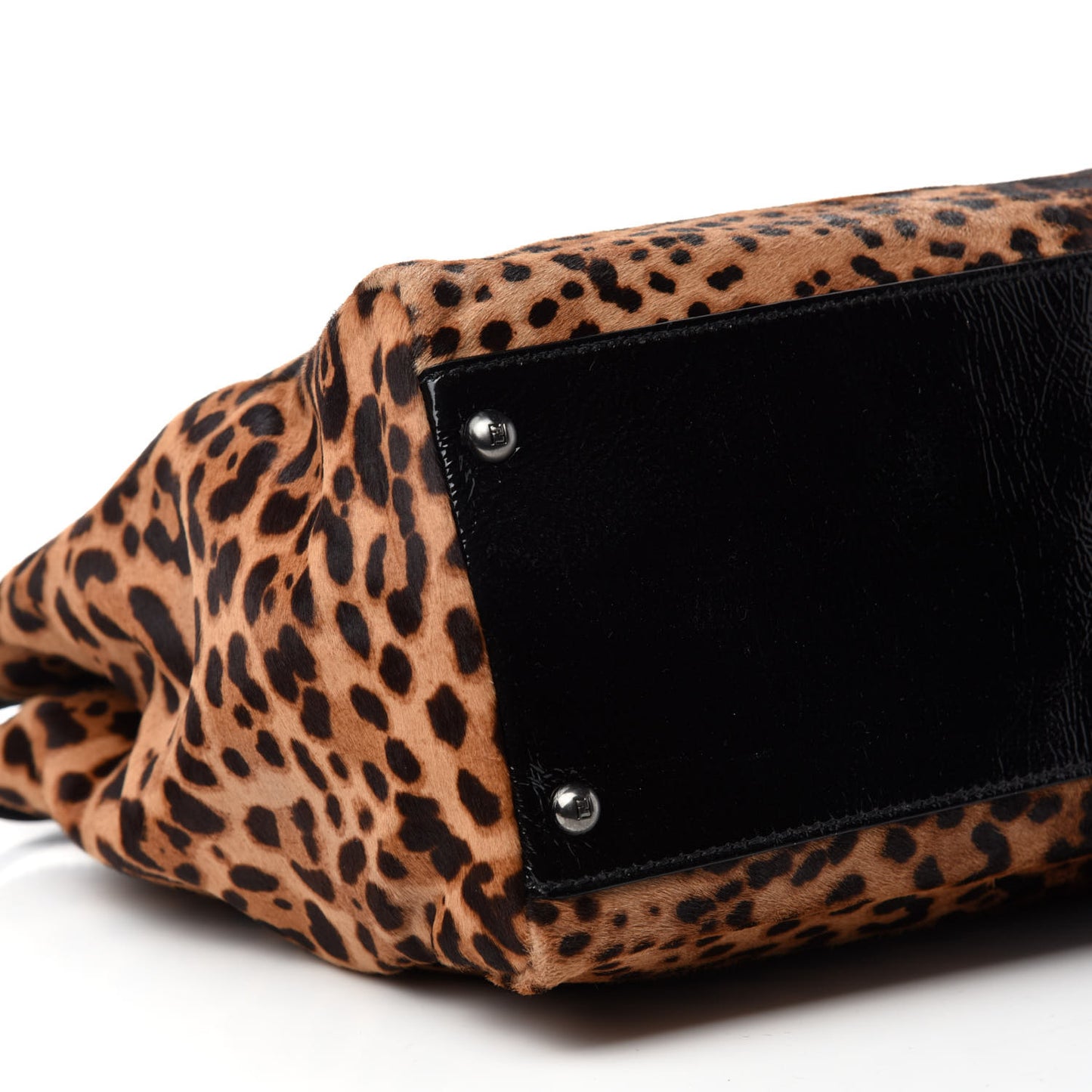 Calf Hair Leopard Print Zucca Large Peekaboo Iconic Satchel Tobacco