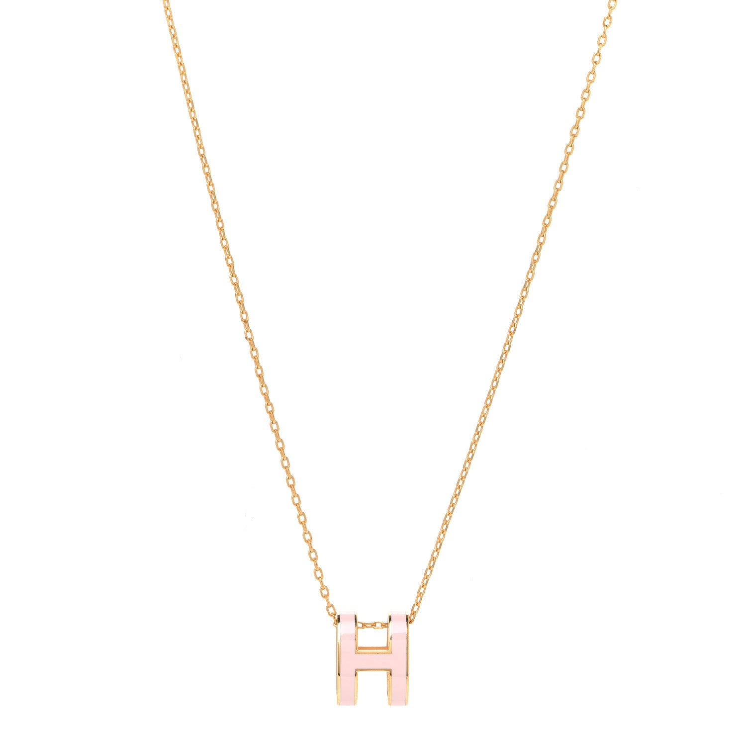 Hermes Lacquered Rose Gold Pop H Pendant Necklace Rose Dragee 1 of 8