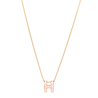Hermes Lacquered Rose Gold Pop H Pendant Necklace Rose Dragee 1 of 8