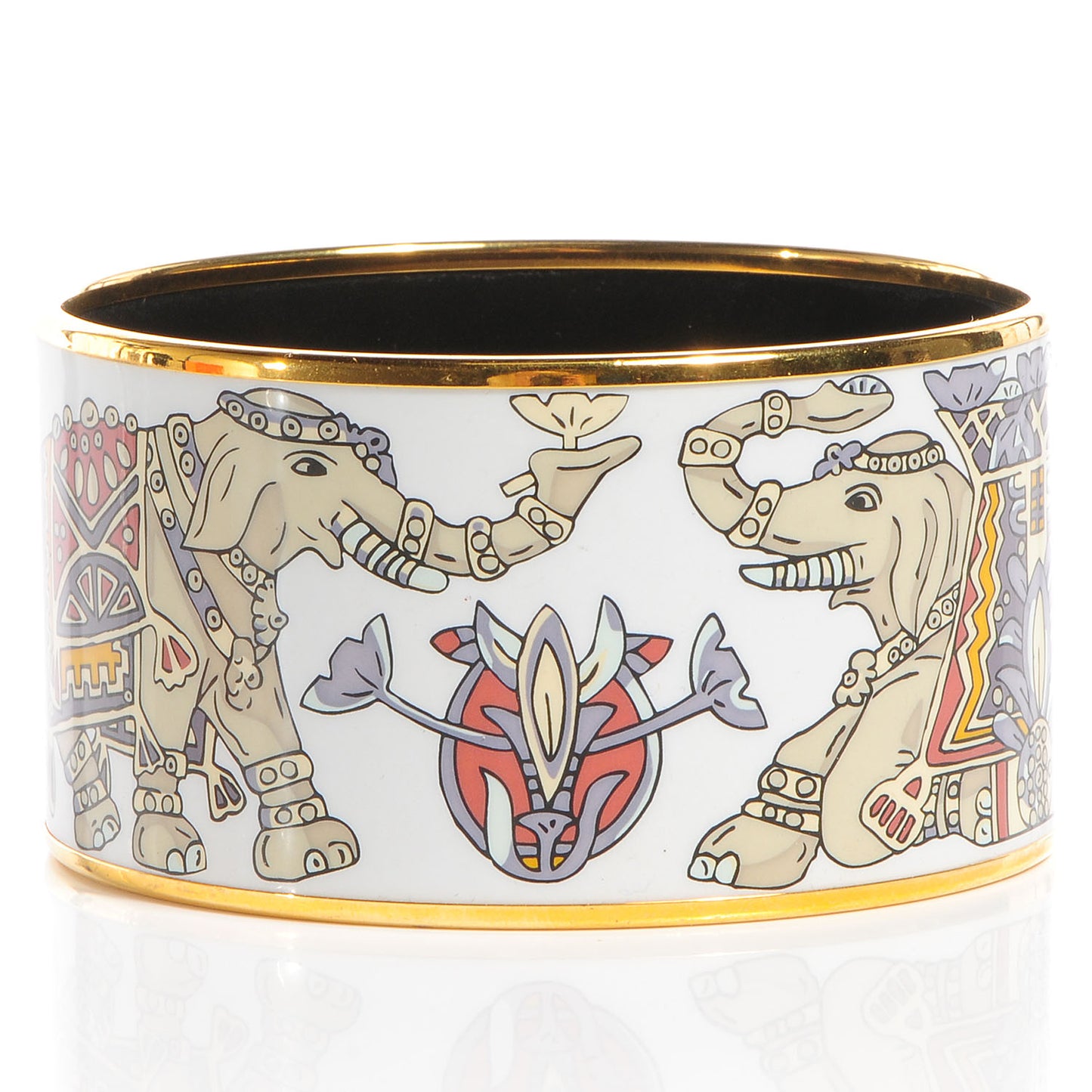 Enamel Printed Elephant Torana Extra Wide Bracelet 70