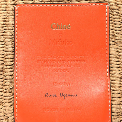 Chloe X MIFUKO Raffia Calfskin Basket Shoulder Bag Orange Fizz 7 of 9