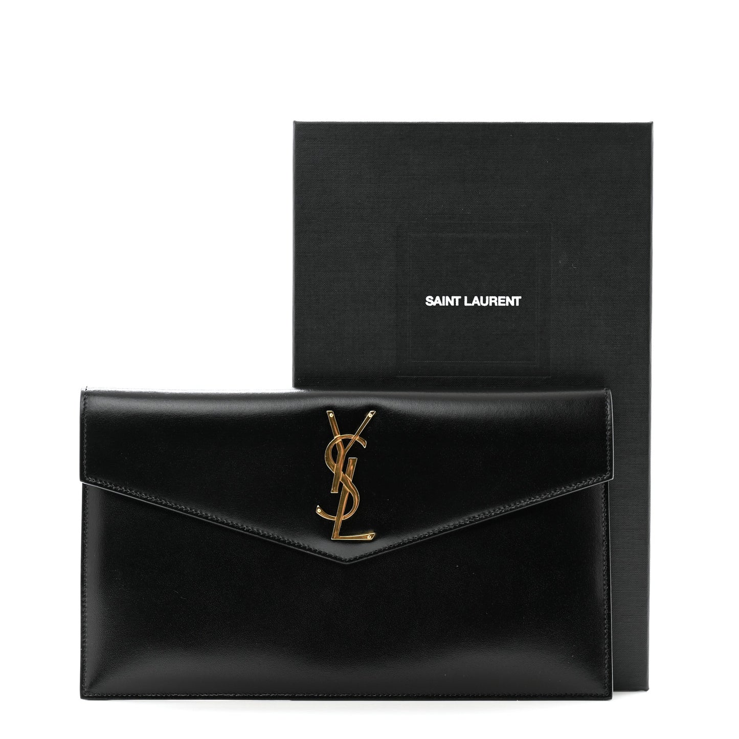 Smooth Shiny Calfskin Monogram Uptown Pouch Black