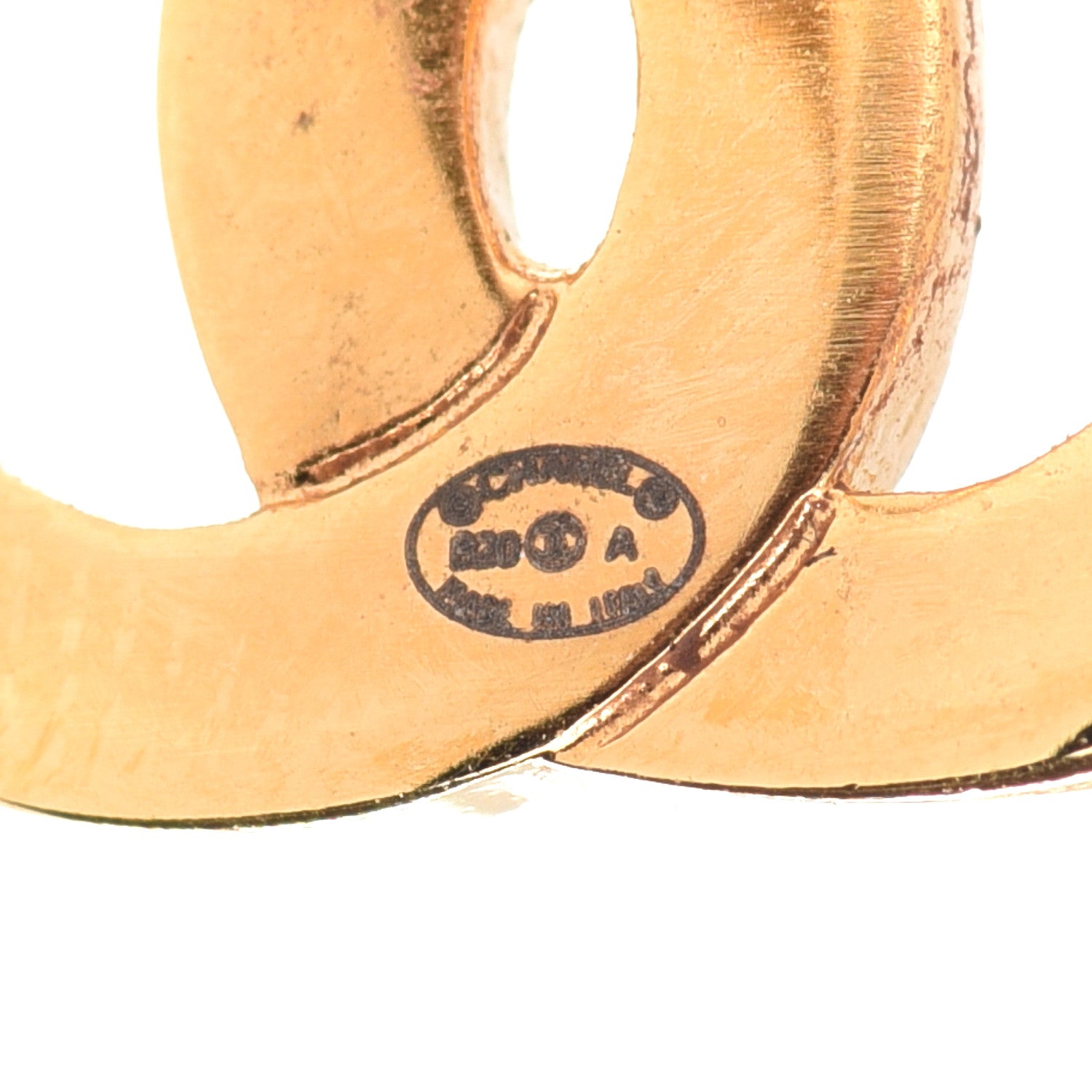 Chanel Metal CC Paris Button Stud Earrings Gold 4 of 4