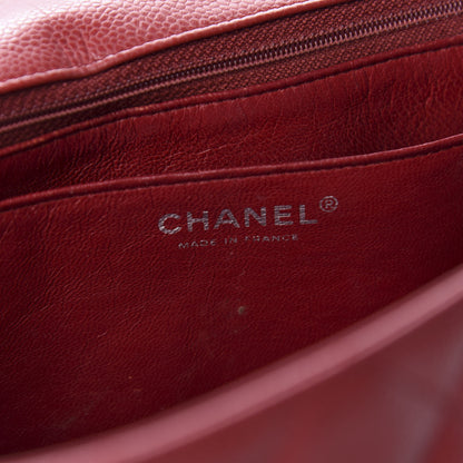 Chanel Caviar Quilted Jumbo Single Flap Bijoux Chain Red 19 of 21