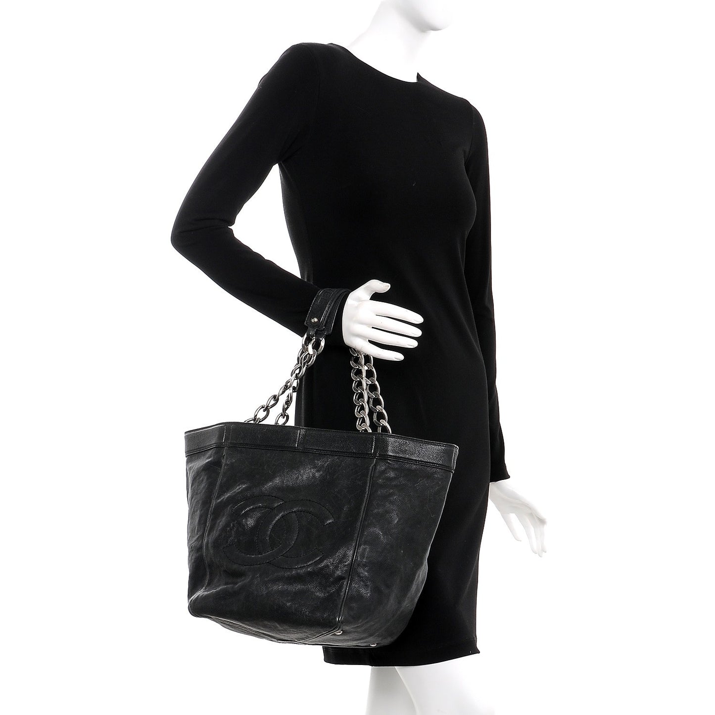 Distressed Caviar Outdoor Ligne Tote Black