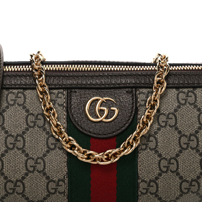 Gucci GG Supreme Monogram Textured Dollar Calfskin Web Small Ophidia Blondie Barrel shoulder Bag Beige New Acero 8 of 10