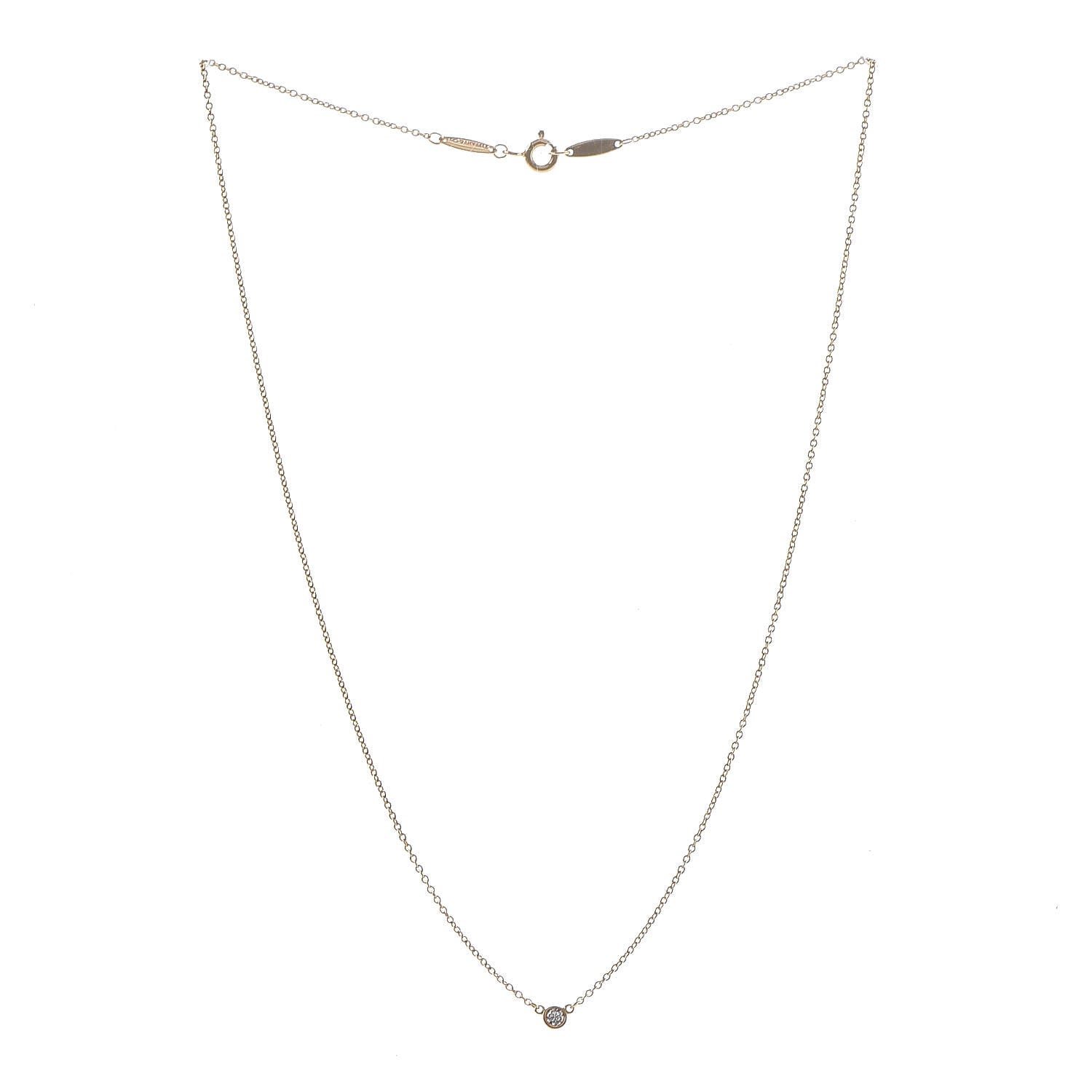 Tiffany 18K Yellow Gold Diamond .05ct Elsa Peretti Diamonds by the Yard Pendant Necklace 3 of 7