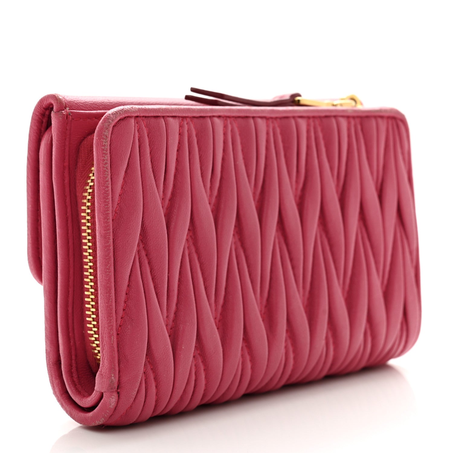 Miu Miu Nappa Matelasse Flap Tri-Fold Wallet Geranio 3 of 14