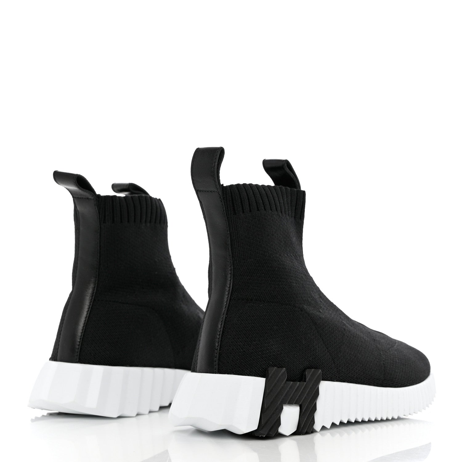 Hermes Technical Canvas Goatskin Fun Sneakers 36.5 Black White 4 of 8