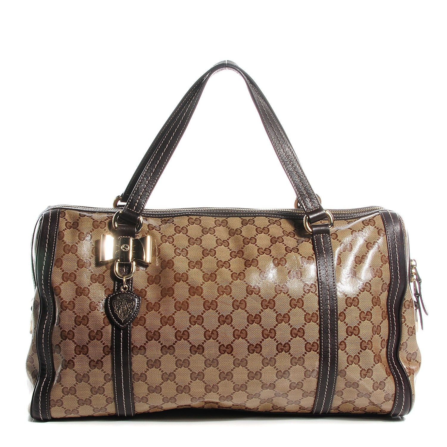Gucci Crystal Monogram Large Duchessa Boston Dark Brown 1 of 7