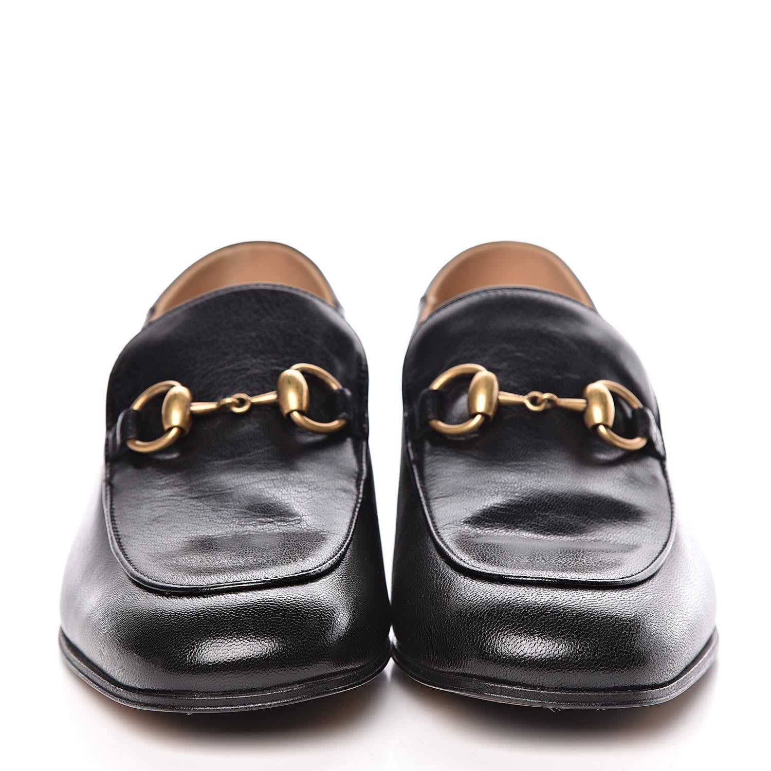 Gucci Goatskin Womens Horsebit Mid-Heel Loafers 37.5 Black 2 of 11