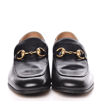 Gucci Goatskin Womens Horsebit Mid-Heel Loafers 37.5 Black 2 of 11