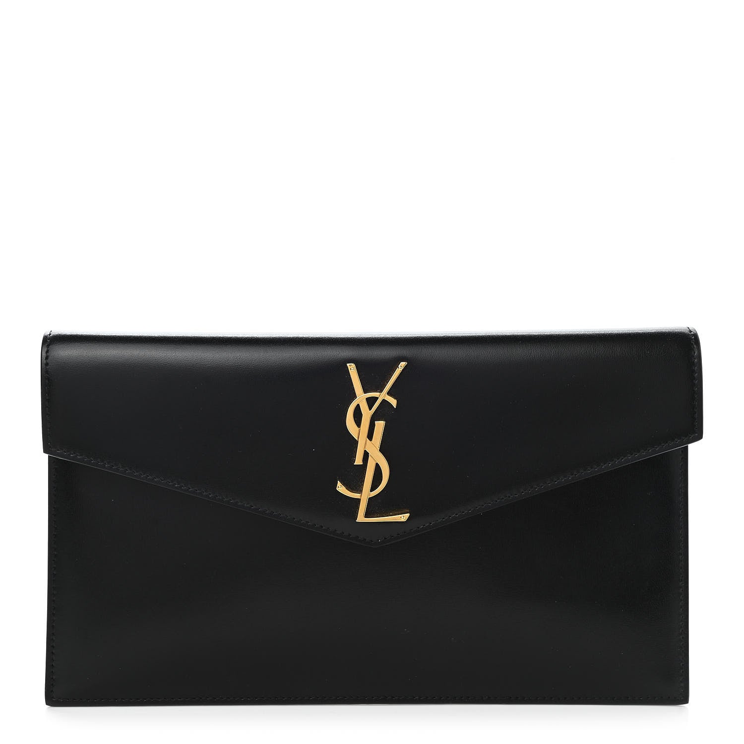 Saint Laurent Smooth Shiny Calfskin Monogram Uptown Pouch Black 1 of 9