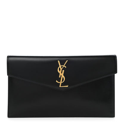 Saint Laurent Smooth Shiny Calfskin Monogram Uptown Pouch Black 1 of 9