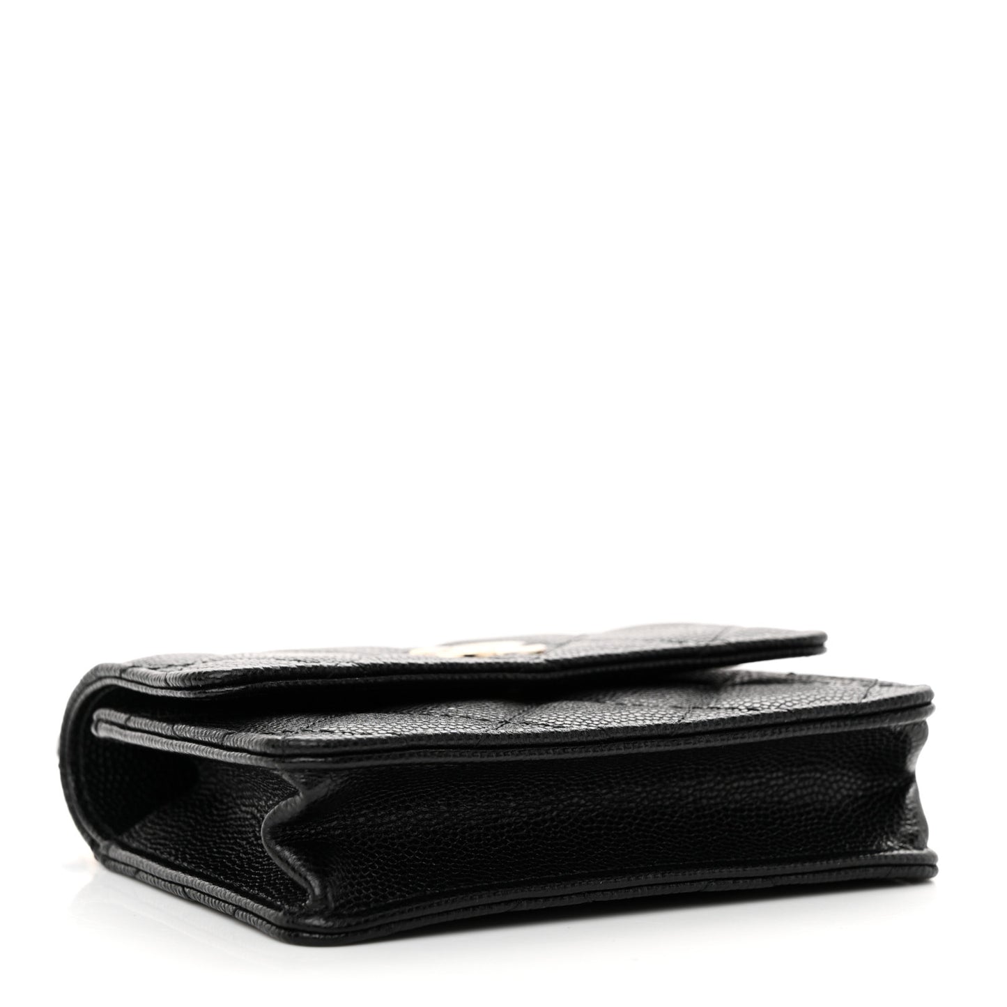 Caviar Quilted Mini Pearl On Top Coin Purse With Chain Black