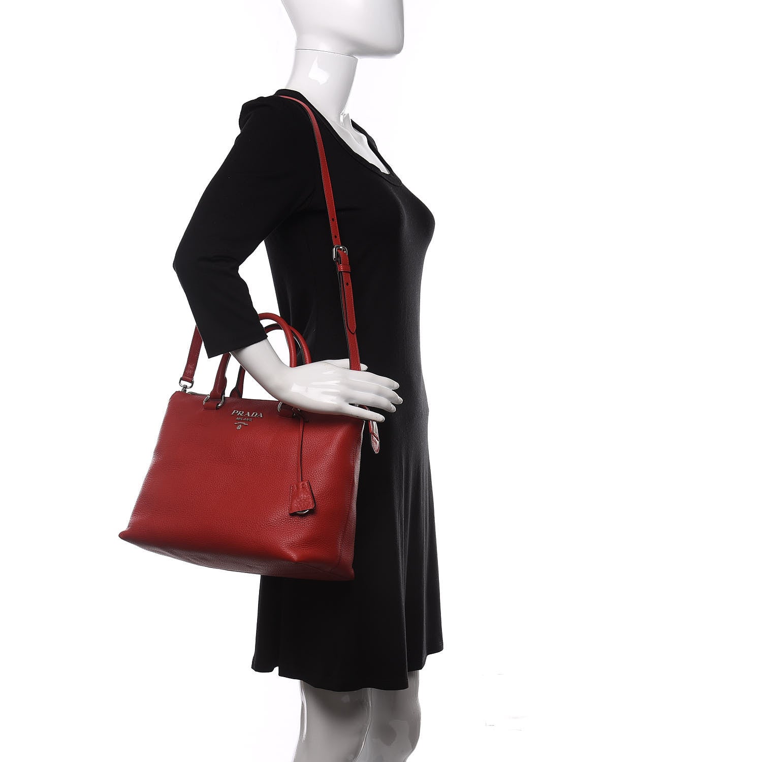 Prada Vitello Daino Tote Rosso 2 of 10