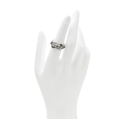 David Yurman Sterling Silver Diamond Black Onyx Hematine Confetti 3 Row Ring 54 6.75 2 of 4
