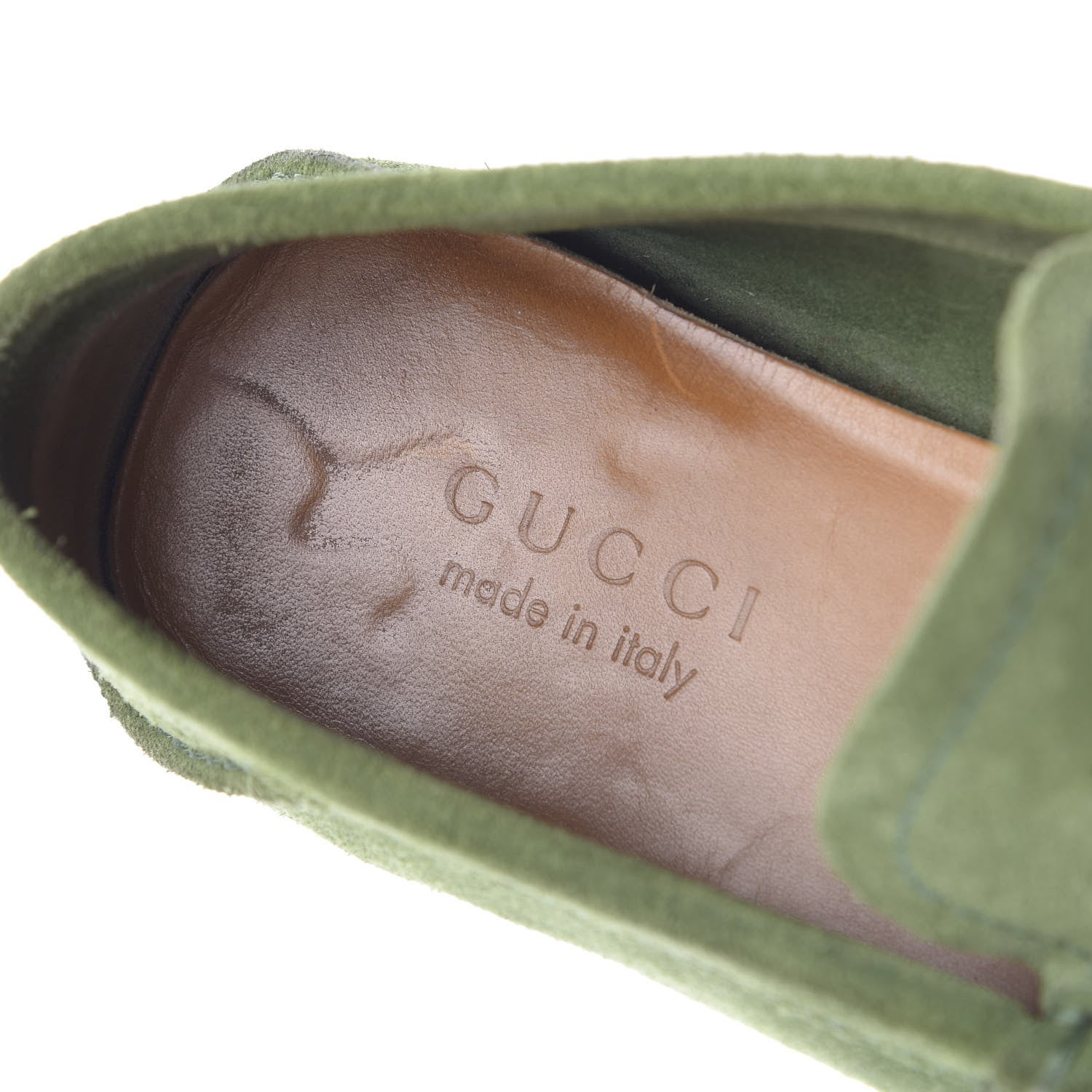Gucci Suede Mens Bamboo Horsebit Moccasin 9 Green 7 of 11