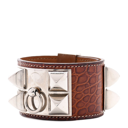 Hermes Shiny Alligator Collier de Chien CDC Bracelet S Fauve 1 of 8