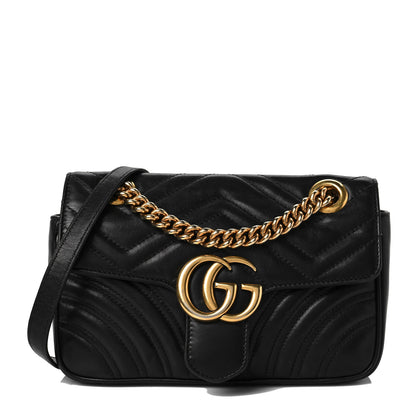 Gucci Calfskin Matelasse Mini GG Marmont Shoulder Bag Black 2 of 10