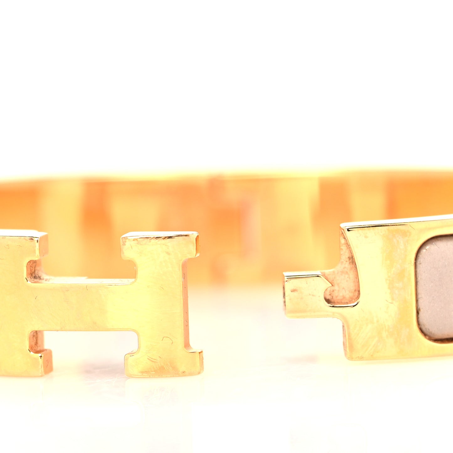 Enamel Narrow Clic Clac H Bracelet GM Marron Glace