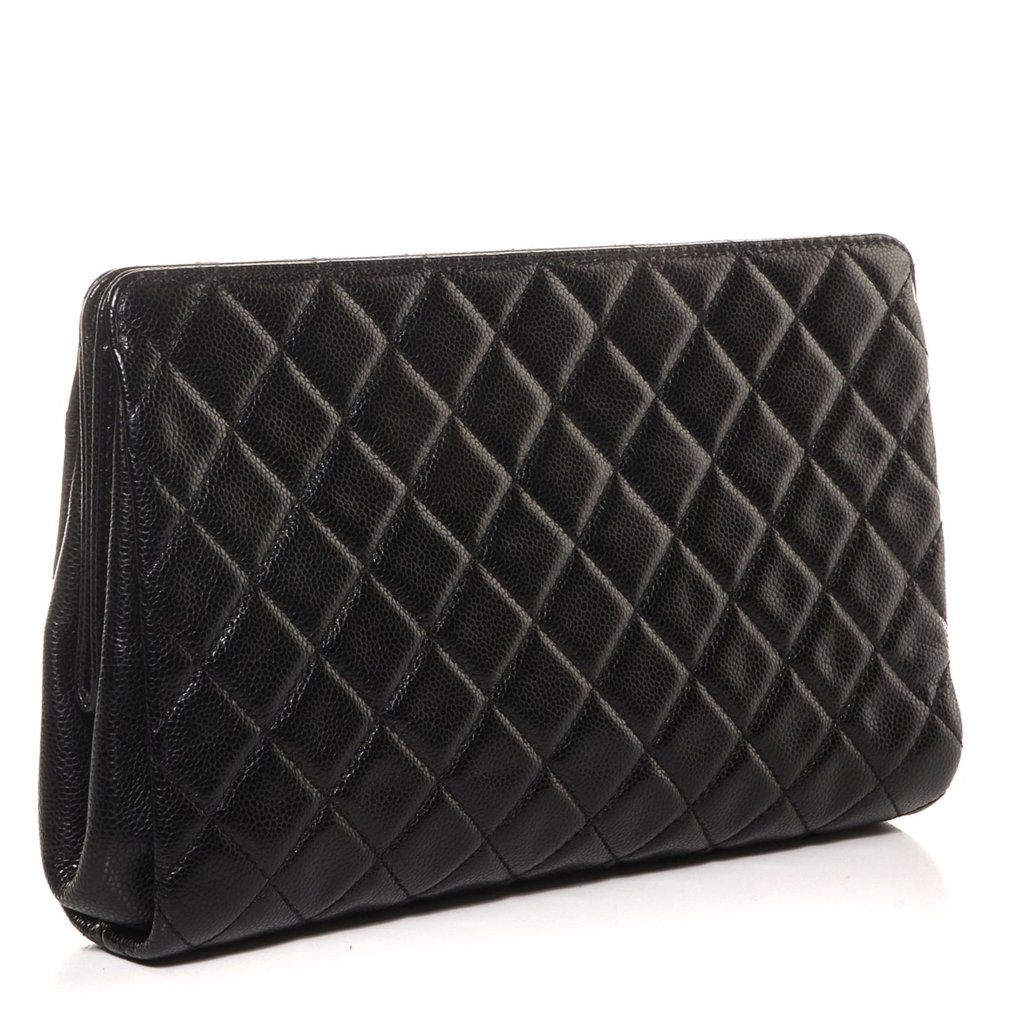 Caviar Quilted CC Large Clutch Black