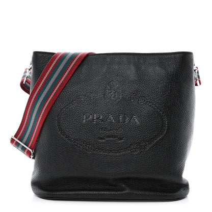 Prada Vitello Phenix Logo Hobo Black 1 of 11