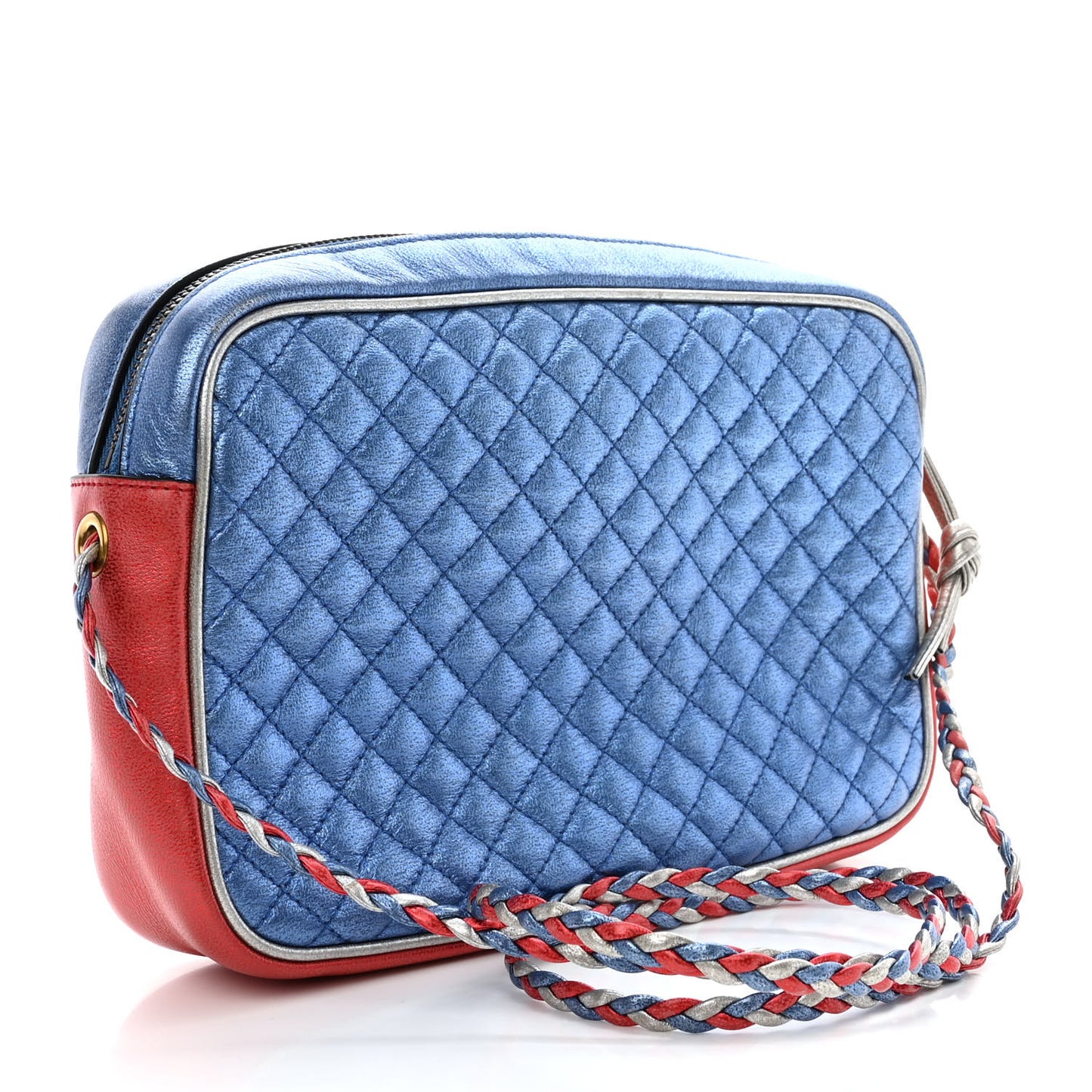 Laminated Nappa Trapuntata Small Zumi Shoulder Bag Rosso Marine Argento