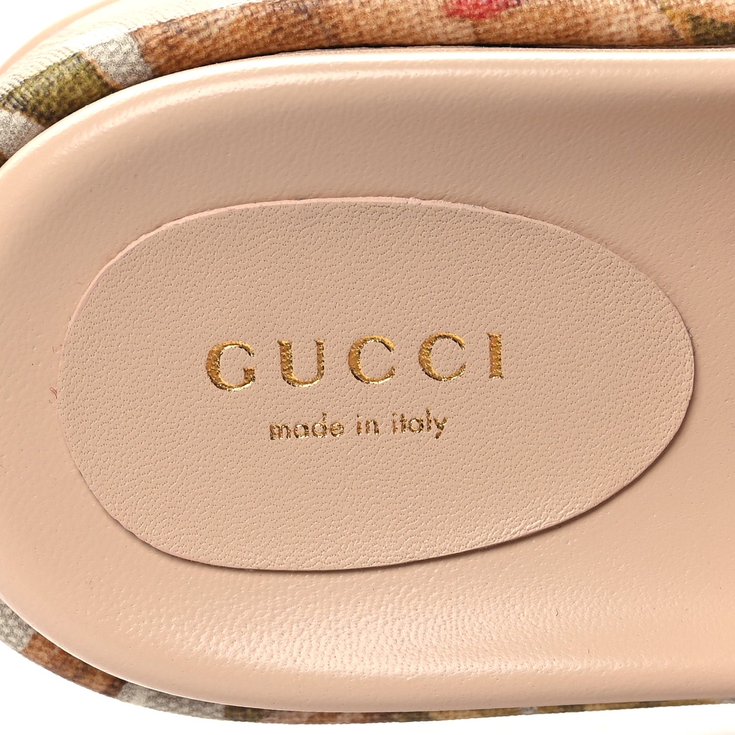 GG Supreme Monogram Water Flora Angelina Platform Slide Sandals 36 Beige White Multicolor