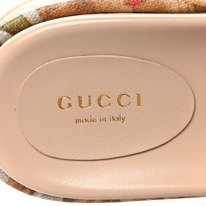 Gucci GG Supreme Monogram Water Flora Angelina Platform Slide Sandals 36 Beige White Multicolor 8 of 8
