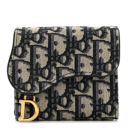Christian Dior Oblique Saddle Lotus Wallet Blue 1 of 8