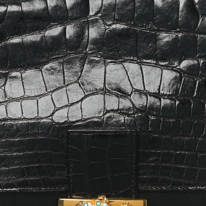 Fendi Crocodile Beaded Gecko Mama Baguette Black 8 of 11
