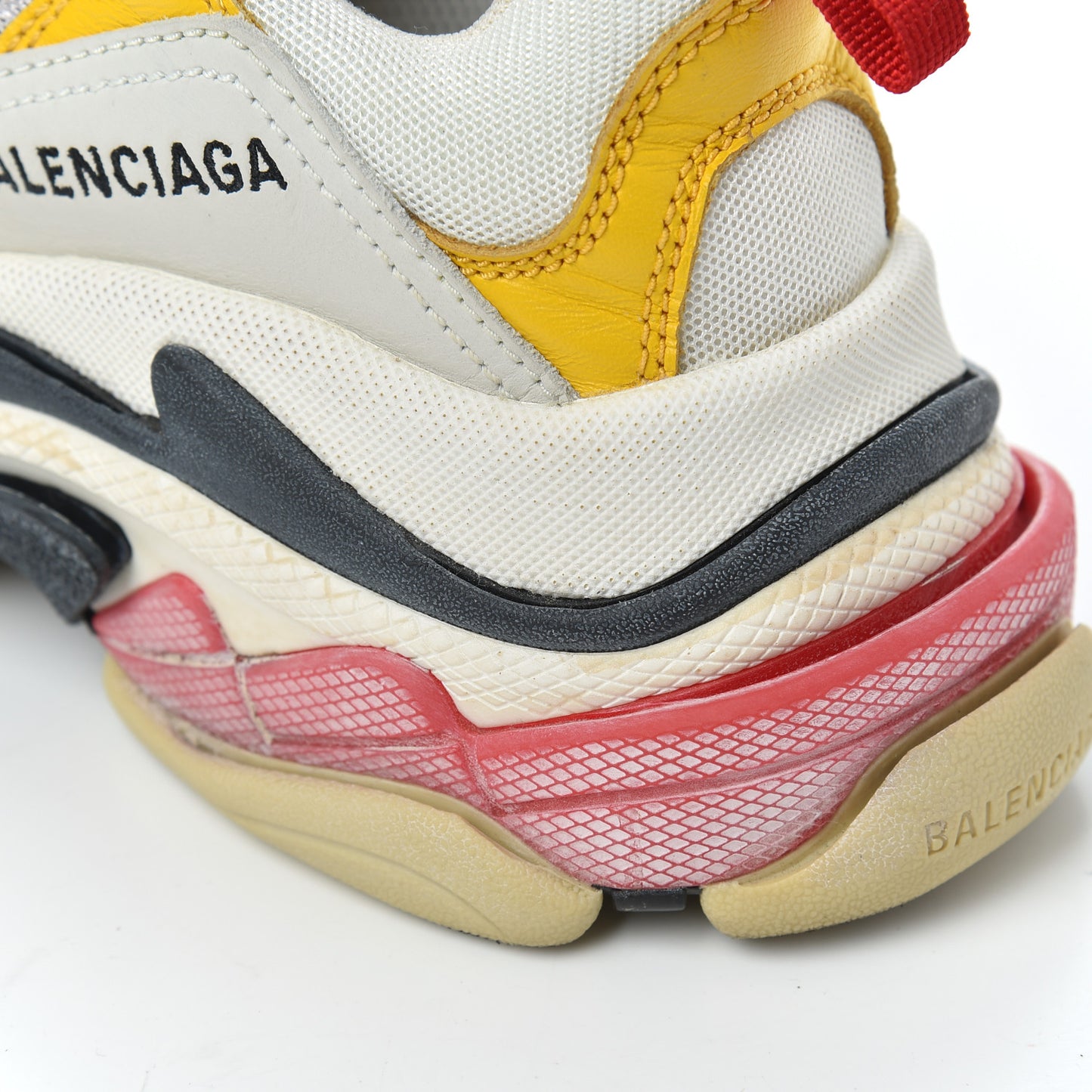 Mesh Nubuck Womens Triple S Sneakers 36 White Gris Jaune Rose