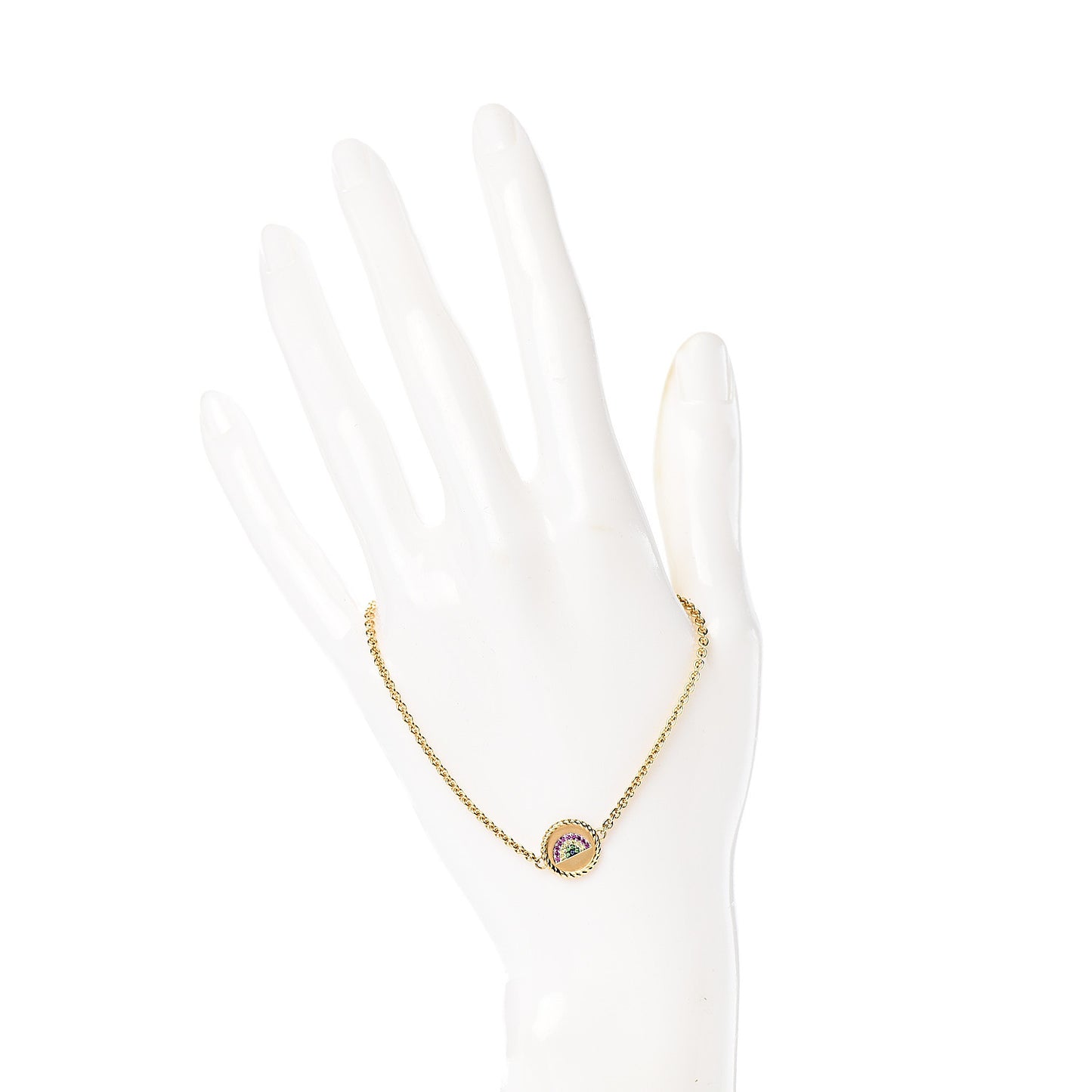 18K Yellow Gold Pink Yellow Sapphire Tsavorite Collectibles Rainbow Bracelet