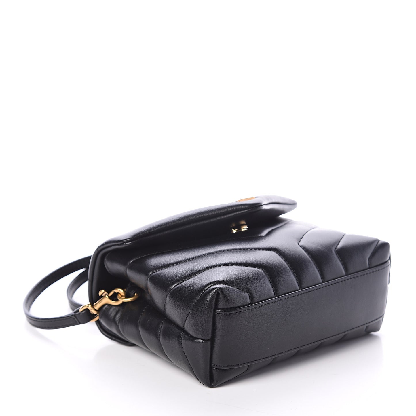 Calfskin Y Quilted Monogram Toy Loulou Crossbody Bag Black