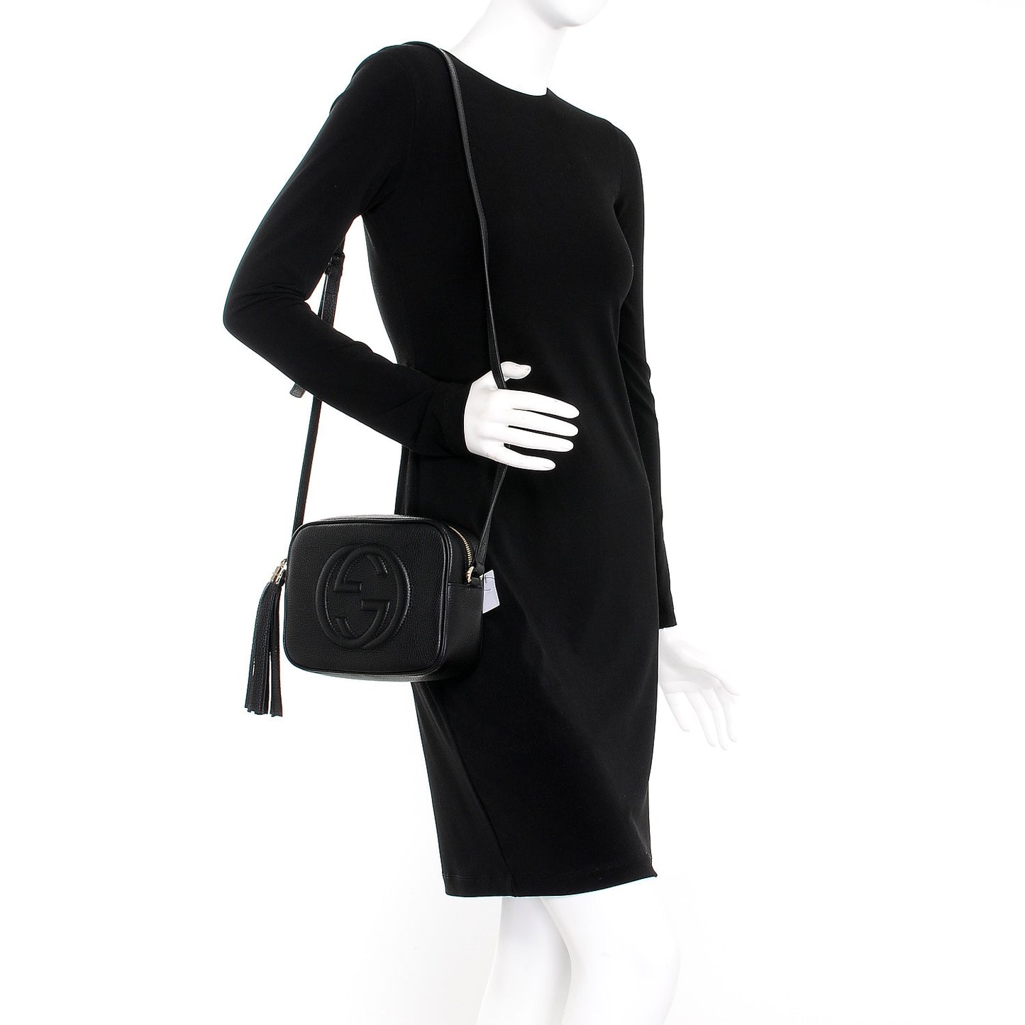 Pebbled Calfskin Small Soho Disco Bag Black