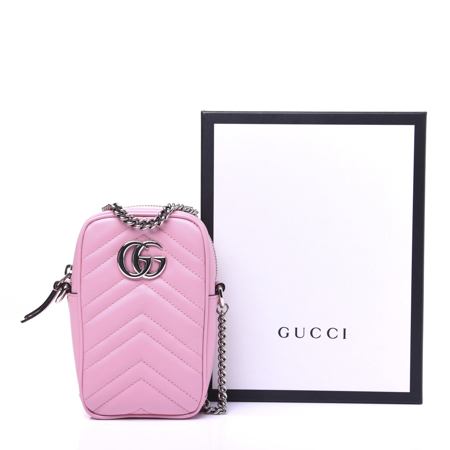 Calfskin Matelasse Mini GG Marmont Crossbody Bag Wild Rose