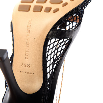 Bottega Veneta Mesh Calfskin Chain Stretch Pumps 36.5 Black 9 of 9