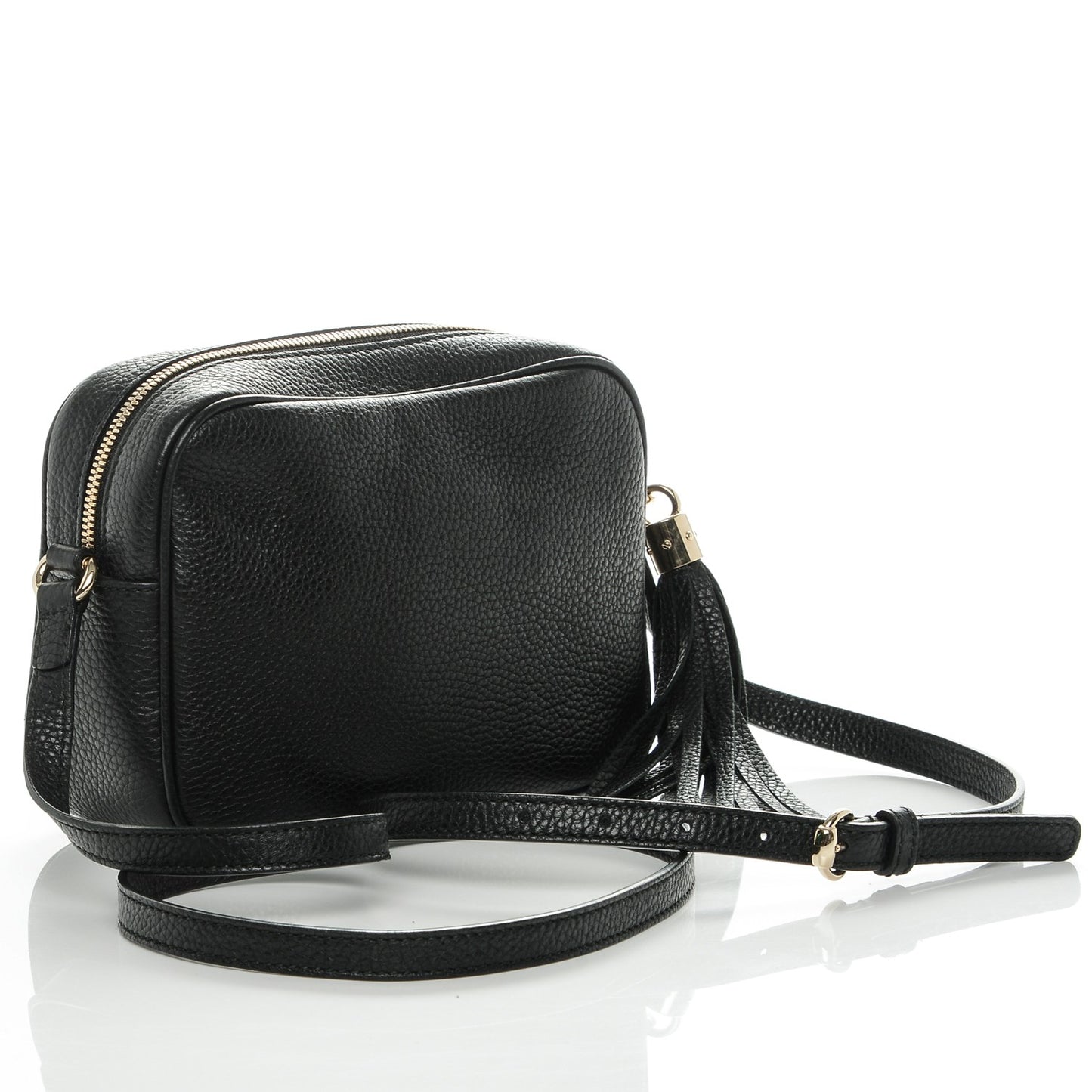 Pebbled Calfskin Small Soho Disco Bag Black