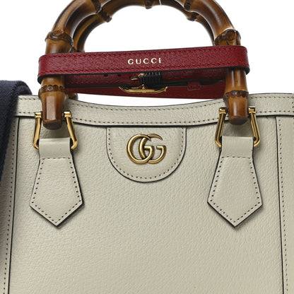 Gucci Textured Dollar Calfskin Web Mini Diana Tote Bag Mystic White 8 of 10
