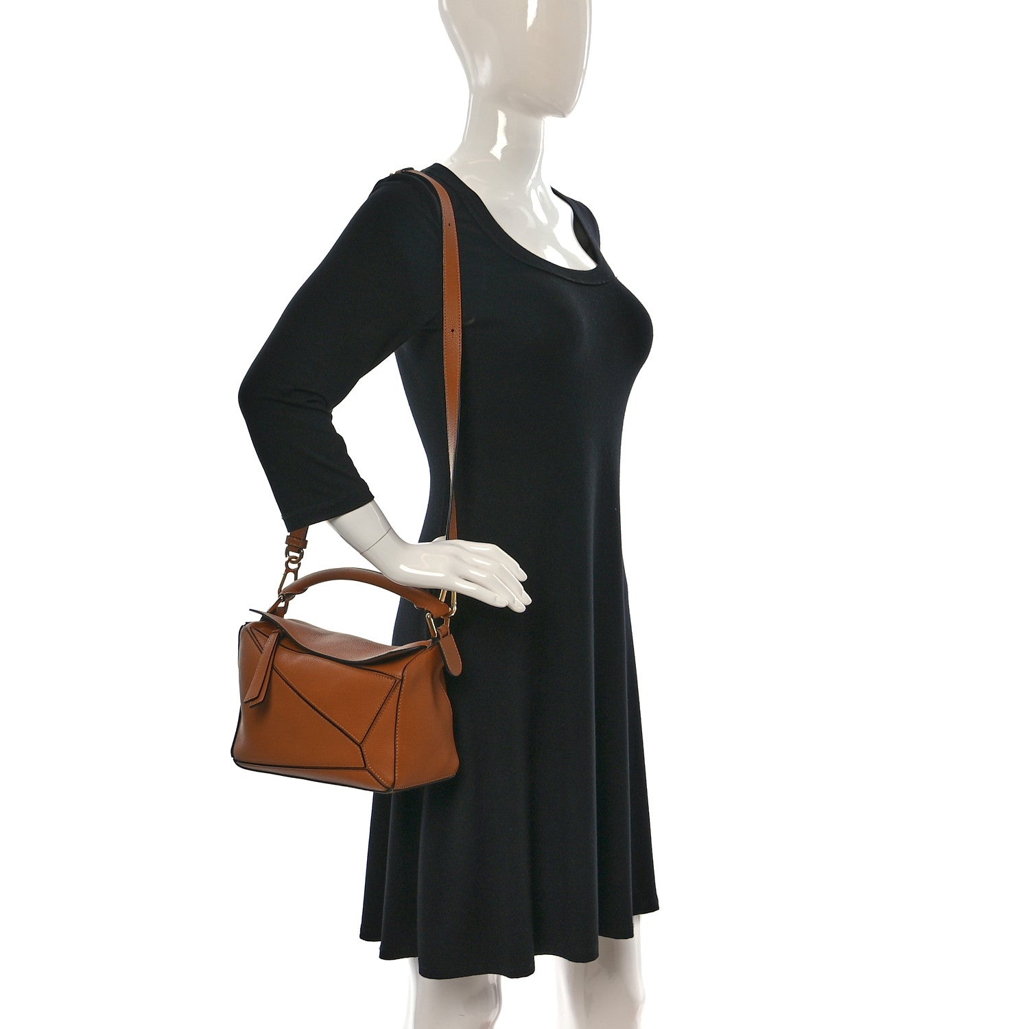 Loewe Grained Calfskin Small Puzzle Bag Tan 2 of 8