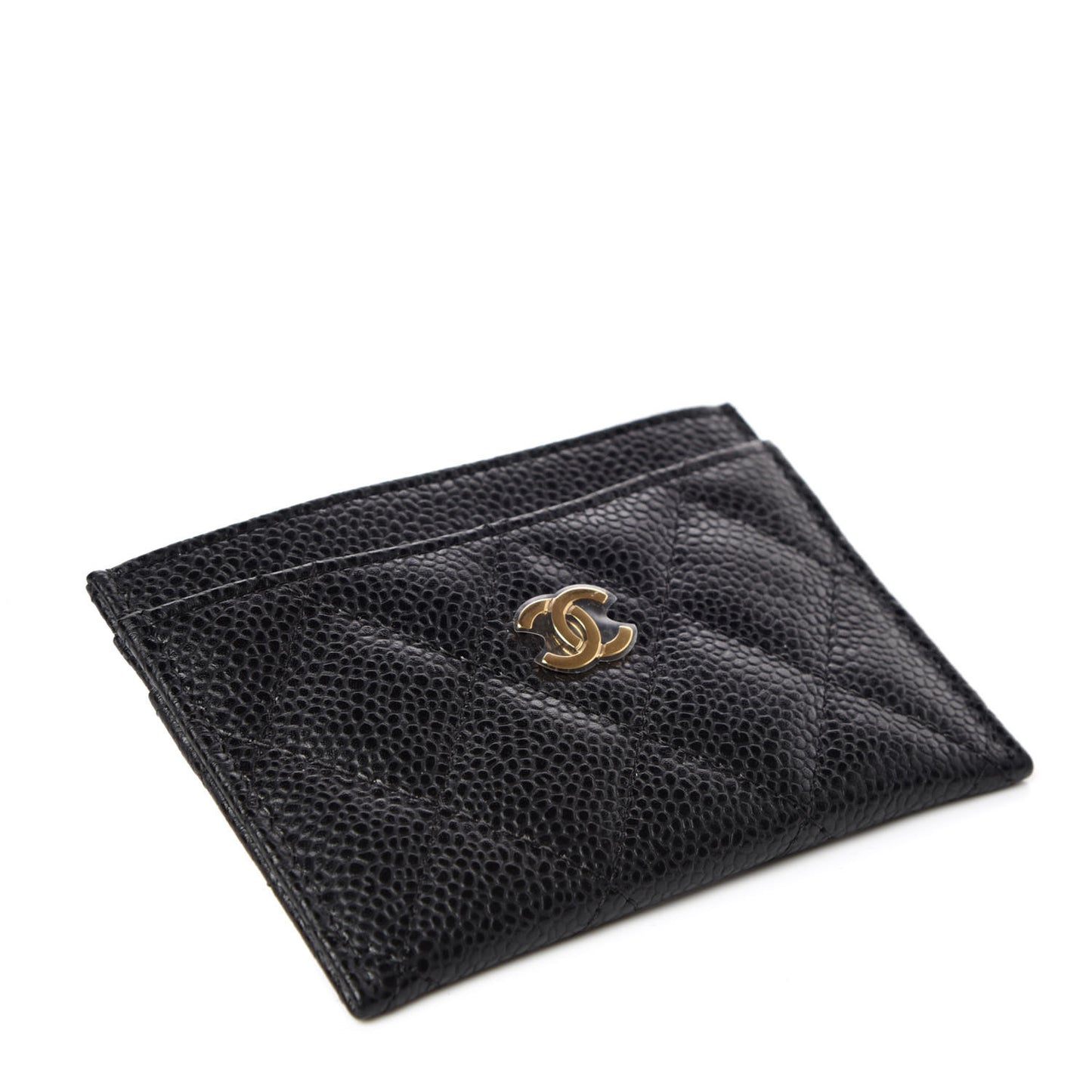 Caviar Quilted Card Holder Black