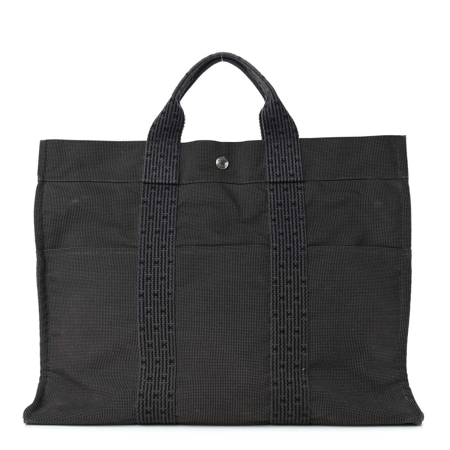Hermes Canvas Herline MM Tote Grey 1 of 7