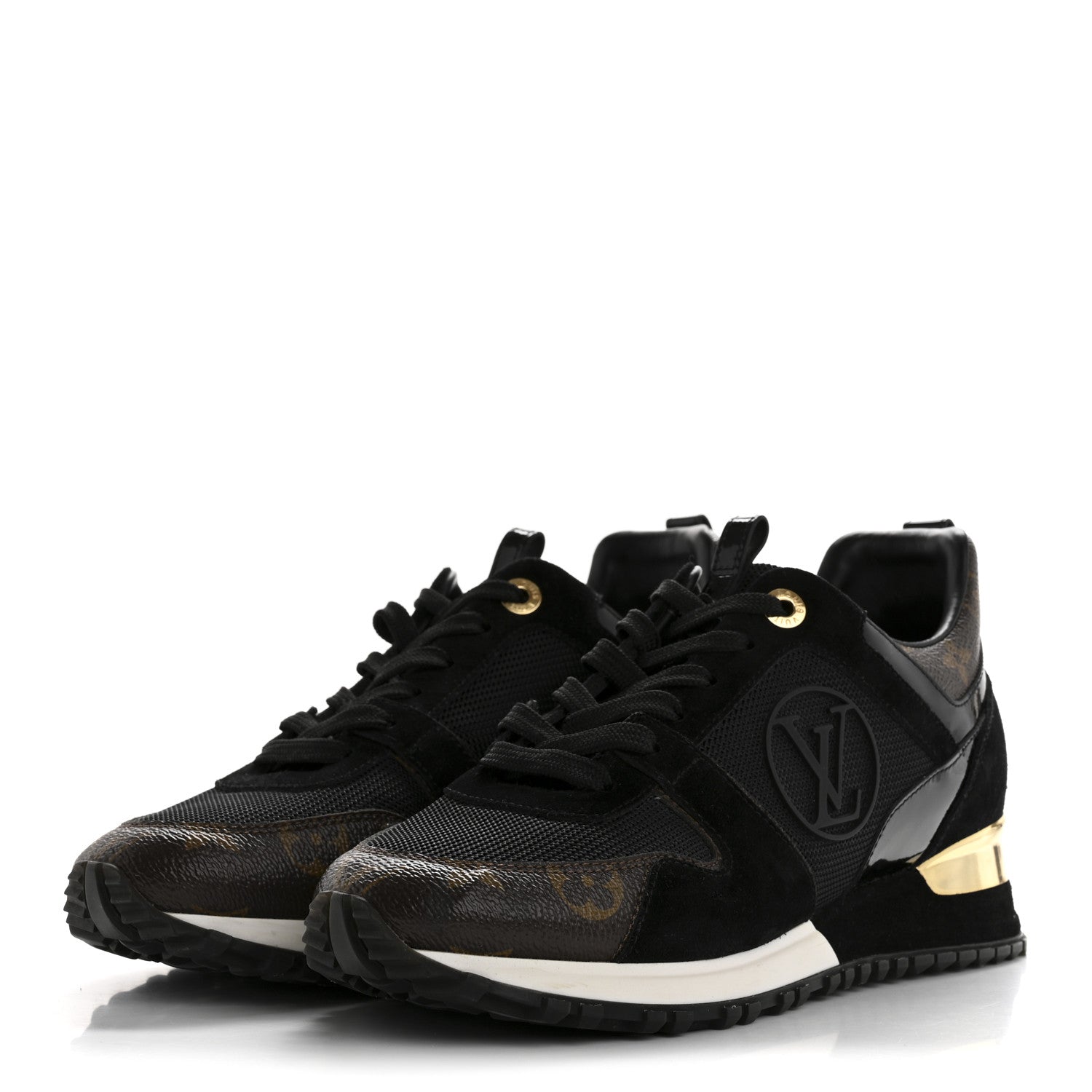Louis Vuitton Suede Monogram Run Away Sneakers 38 Black 4 of 9